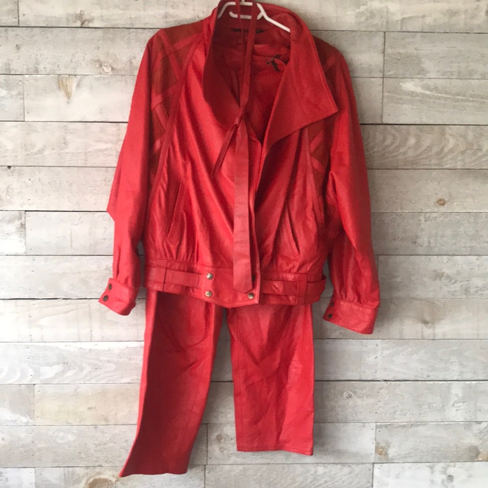 1980s Germany genuine Leather jacket and pants